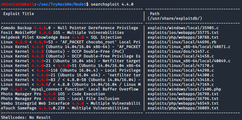 Searchsploit Output
